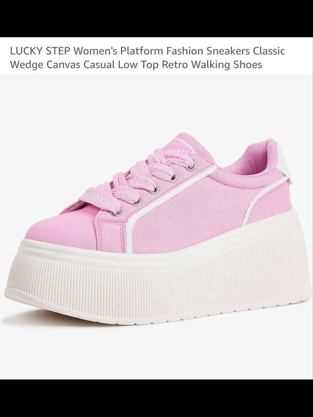 Lucky Step Pink Platform Lace-Up Sneakers for Women Like New - Picture 8 of 12